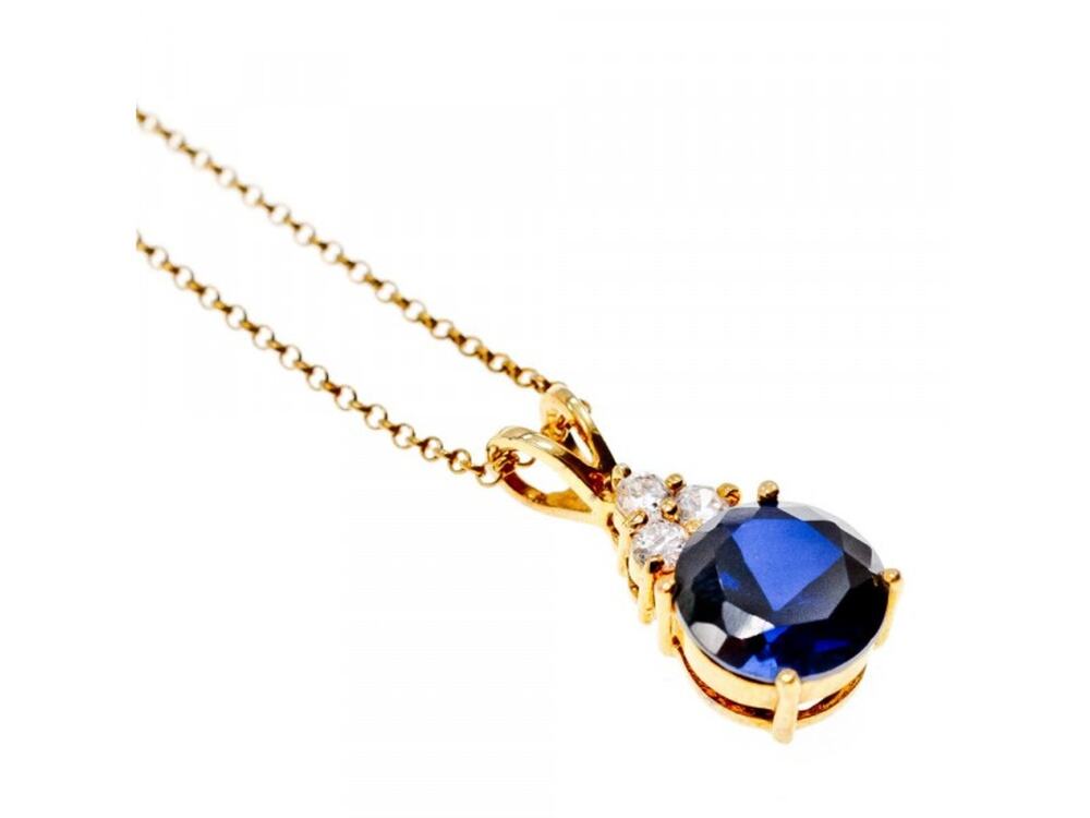 925 Sterling Silver Gold Plated Spinel & CZ Chain With Pendant